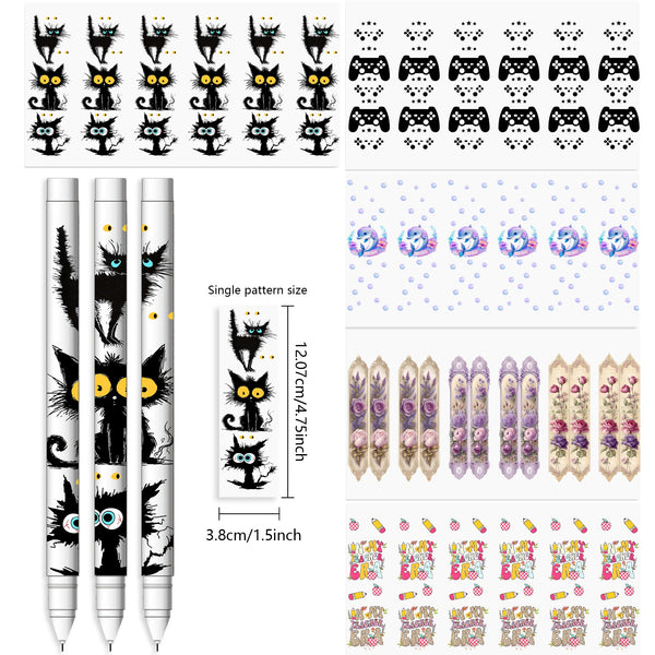 1pc UV DTF i'm fine Cat flower dolphin series Pen Wrapping Decals UV DTF  Vinyl Stickers Waterslide Epoxy Pen Wrapper For Craft Pen Gift（6 patterns on one sheet）