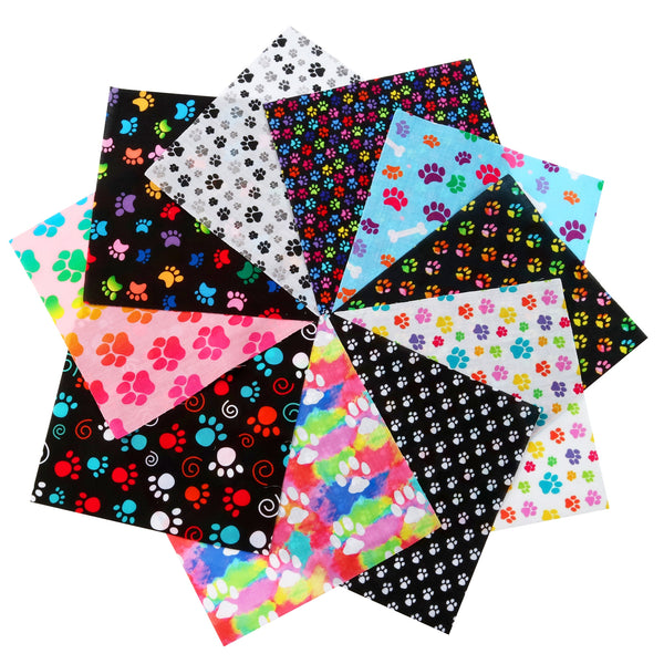 Dog Footprint Pattern Polyester Cotton Fabric Patchwork Clothes For DIY Sewing Quilting Material Precut Quilting Fabric Squares Sheets For DIY Patchwork Sewing Quilting Crafting,