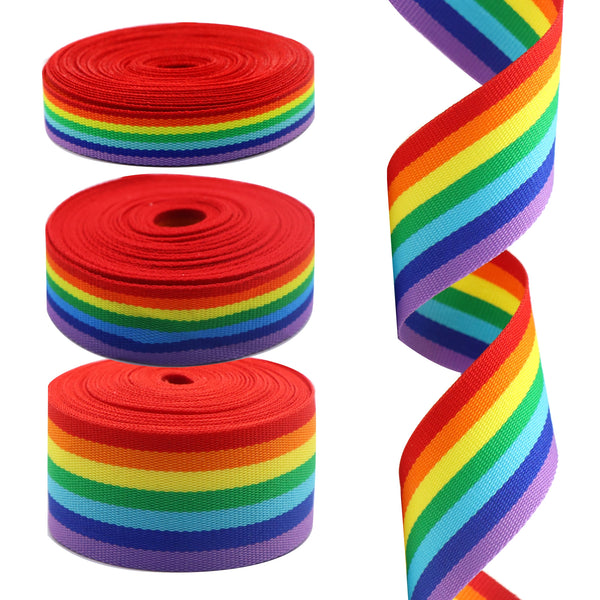 5 Yards Rainbow Ribbon Stripes Ribbon Tape For Party Wedding Decoration Gift Wrapping DIY Hair Bows Christmas Ribbon Clothing Bag Sewing Fabric