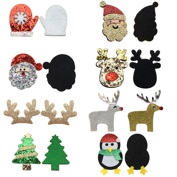 5pcs Festive Christmas Decorations: High-Quality Cartoon Christmas Tree, Santa Claus, Snowman, and Candy Cane for Clothes,Bag,Hats,DIY Headbands,Hair Clips,Butterfly Bow Decorations,DIY Cake Topper Crafts Hairpin Appliques Accessories Supplies