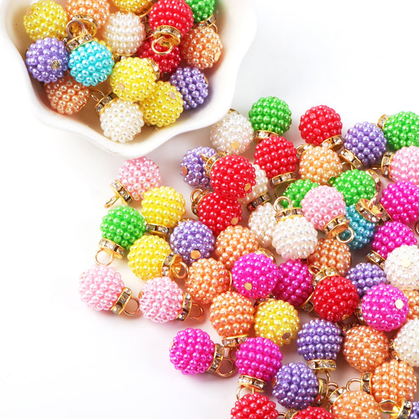 10pcs/lot Mix Random Color Rainbow Color Bayberry Beads Pendant DIY Jewelry Making DIY Bracelet Necklace Chain Earrings Charm Pen Bangle Decors Craft Supplies