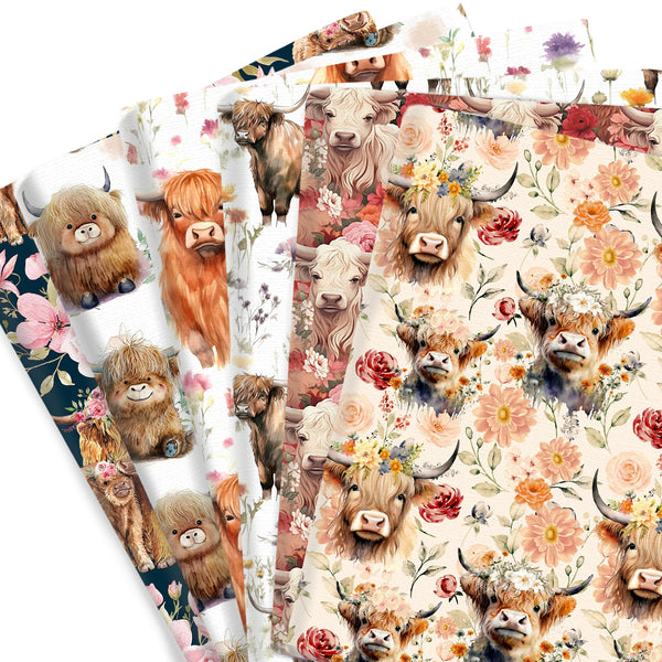 1pc 57x19.68inch Flower,Floral Animals Cows Series Pattern Quilting Fabric Polyester Cotton Craft DIY Handmade Doll Clothes Fabric Precut For Patchwork DIY Handmade Craft(108gsm)