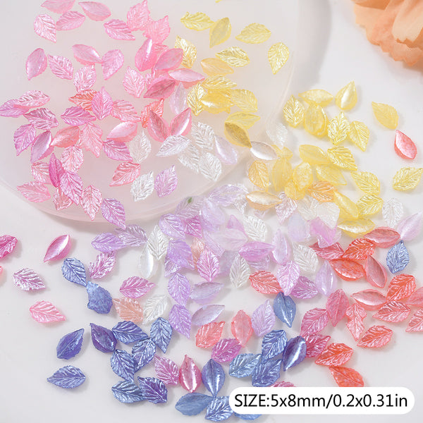 100Pcs Glow In The Dark Series Leaves Nail 3D Resin Accessories For Crafts Flatback Skeleton Shape Stones for DIY Nail Decoration Colors and Designs