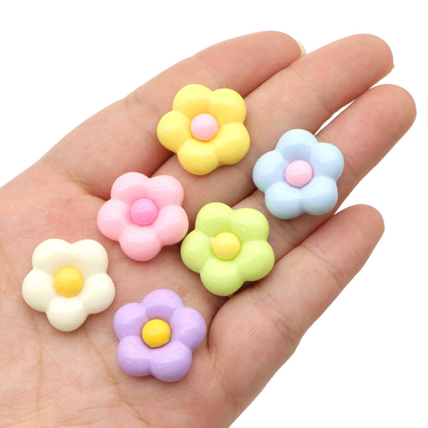 20 pieces/pack mixed color flower 3D resin handmade jewelry accessories