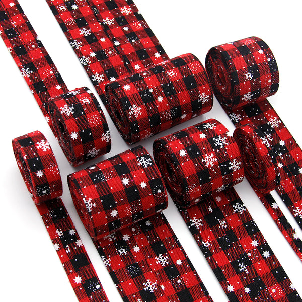 5 yards Vintage Christmas Plaid snowflake Ribbon - Perfect for Gift Wrapping, DIY Crafts & Holiday Decorations