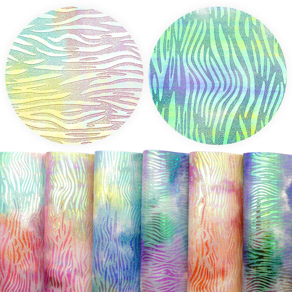 6pcs/set 7.87x12.99inch Tie Dye Wave Series Faux Leather Set Bump Textured Synthetic Leather fabric for DIY Earrings Hair Bows Crafts