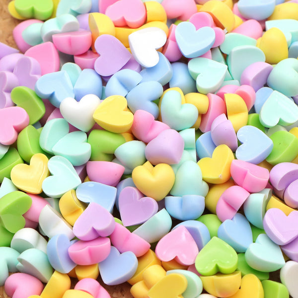 50pcs/pack Pastel Frosted 3D mini Heart Resin Charms, Assorted Colors Random Color, for Jewelry Making and DIY Crafts , Hair Clips & Scrapbooking Crafts