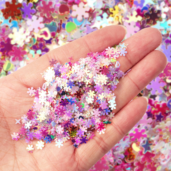 10g/pack flower-love-star shape,Sparkling Confetti –Glittering Celebration Decor for Birthday, Holiday, & Christmas Parties | Plastic Confetti ,DIY Crafts & Decorations Available DIY Phone Case Decoration,Nail Art Design Accessories, Crafting