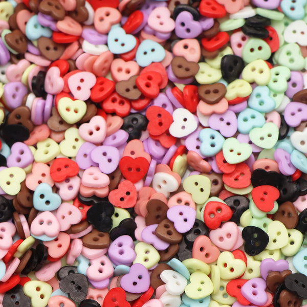 100pcs Assorted Colors Mini Tiny Heart Buttons, 6mm Costume Micro Buttons, Perfect For Doll Clothing Button Mini Doll Accessories DIY Craft Sewing Accessories Resin Button