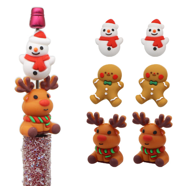 Christmas Gingerbread Snowman Elk Silicone beads,1piece for DIY Crafts, Pen Decorations & Keychain Accessories,Bracelets & Necklaces Crafting