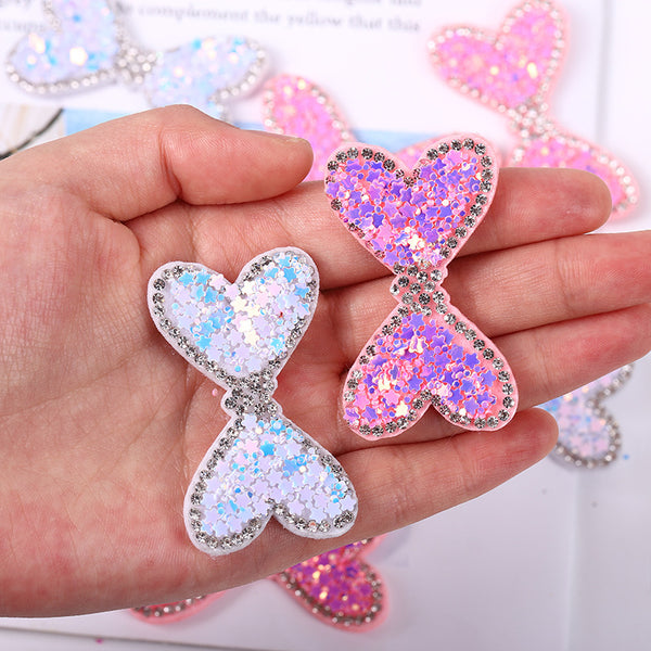 10pcs  Inlaid Polymer Clay Sequins Bow shape Patches, No Back Adhesive Rhinestone Decals For  Women Holiday Clothes Bags Shoes Hats DIY Accessories,Shoes, Bag, Hairpin And Cloth Accessories，diy Handmade clothing hats hair accessories decorations