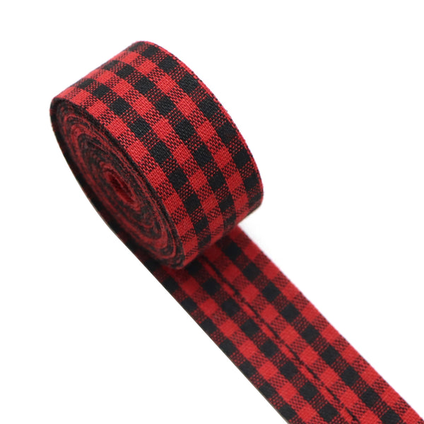 5 Yards 1/2.5/4 cm Black Red Plaid Fabric Ribbon,Perfect for Gift Wrapping, DIY Crafts & Holiday Christmas Decorations