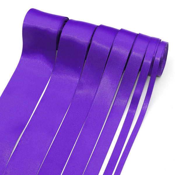 7 Rolls, 5 Yards/roll Multisize Purple Series Solid Color Double Side Satin Ribbon Set For Gift Wrapping Ribbon Holiday DIY Craft Ribbons For Home Party Decor