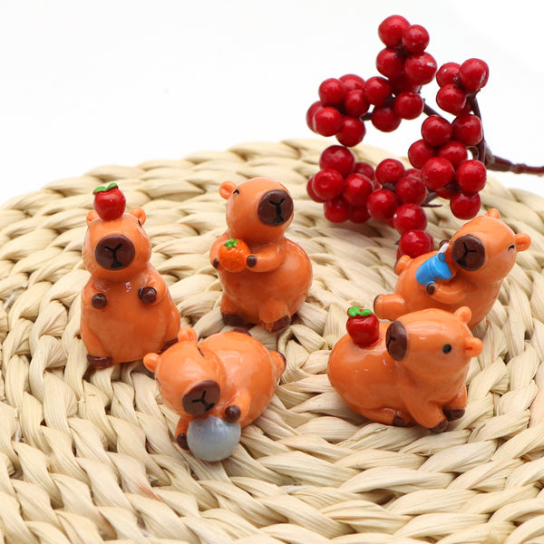 1Pc Garden Capybara Ornament Sculpture Decorative Potted Miniature Figurines Statue DIY Mini House Garden Outdoor Landscape Lawn Decoration Garden Accessories