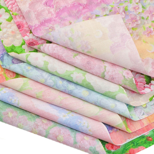 7pcs/set 7.87x7.87inch Flower Texture Oil Painting Series Pattern Pure Cotton Fabric Patchwork Clothes For DIY Sewing Quilting Material Precut Quilting Fabric Squares Sheets For DIY Patchwork Sewing Quilting Crafting, No Repeat Design