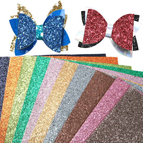 1pcs chunky glitter sequins Metallic Faux Synthetic Leather  7.7*12.9inch Fabric Sheets For DIY Bows, Waist Belt, Earrings, Handbag, Phone Case, Pencil Case ,Shoes Bags Artificial Leather Crafts Handmade Material