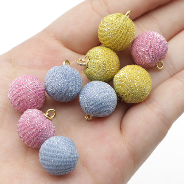 10pcs/pack 14x14x17mm Tinsel fabric Balls Pendant Available in multiple colors  cloth hanging beads for DIY Jewelry Making DIY Crafts, Hairpin, Headwear Decorations Accessories