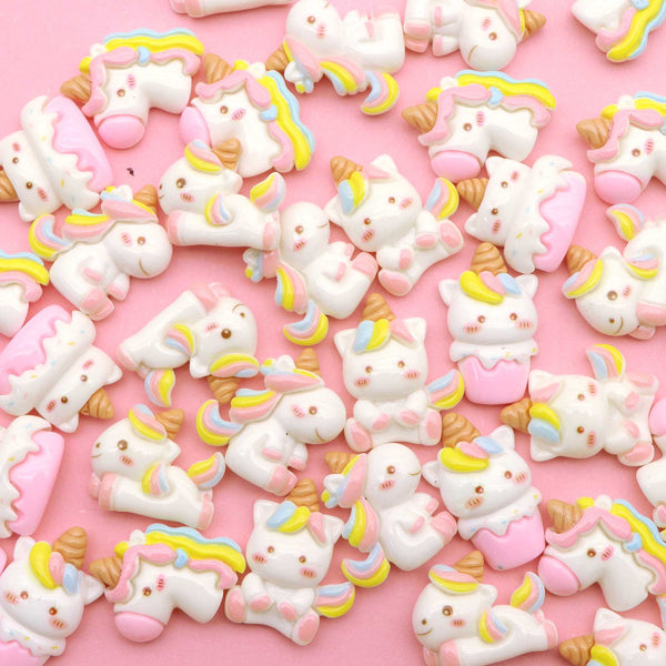 10 pcs/pack cute unicorn mixed random 3D resin hair accessories, gifts, handmade accessories