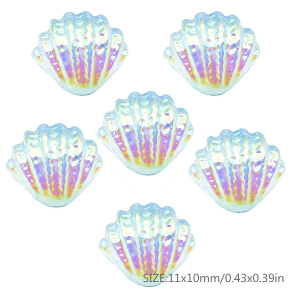 50Pcs Shell Iridescent Transparent Nail Charms Acrylic Beads Cabochon For Crafts Flatback Skeleton Shape Stones for DIY Nail Decoration Colors and Designs