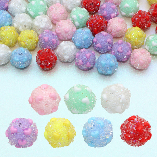 1Pc Faux Rhinestone Acrylic Beads Heart Shaped Solid Color Loose Spacer Beads with Hole for Jewelry Making DIY Bracelet Necklace Chain Earrings Charm Bangle Decors Craft Pen Supplies