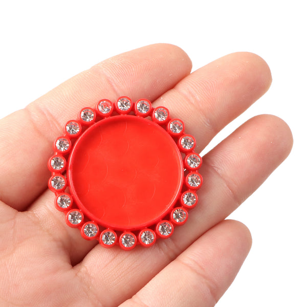 2PCS Pearl Rhinestone Plastic Resin Base Tray Cabochons - Perfect for DIY Crafts and Jewelry Making