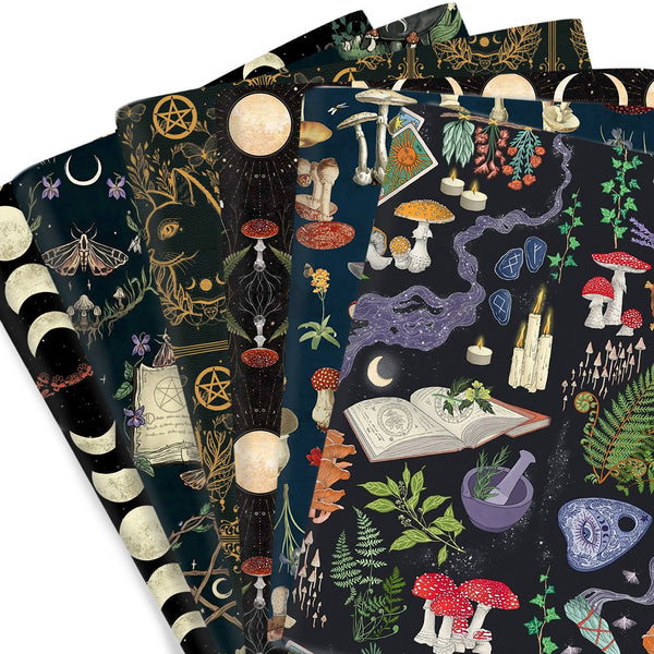 Black Moon Mushroom Polyester Cotton Fabric Printed Cloth Fabric Handmade Crafts Garment Material For Patchwork Sewing Quilting Needlework Fabrics DIY Halloween Holiday Cloth Crafts Home Textile Patch Tissue