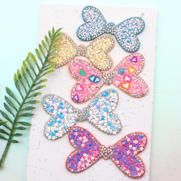 5Pcs Rhinestone Sequins Elegant Bowknot Patches,Perfect for DIY Jewelry, Hair Accessories, Brooches, and Phone Cases