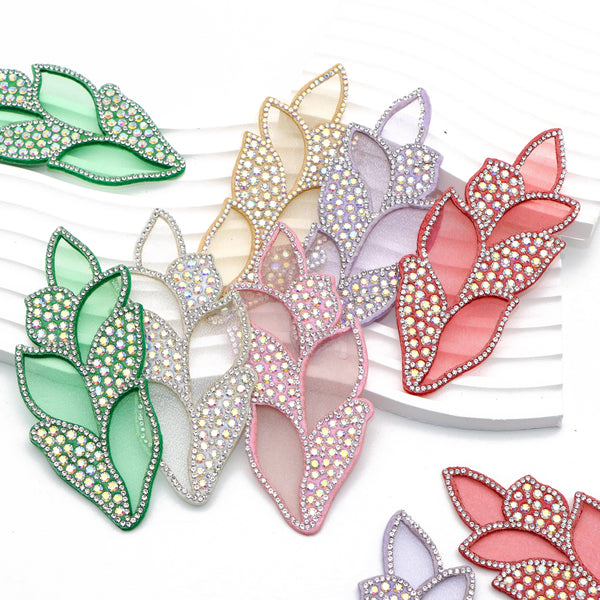 5pcs/set Leaf Rhinestone Non-Woven Patch DIY Patchwork Sewing on Accessories Thickness 2mm