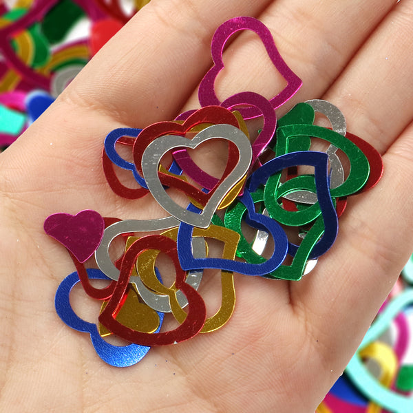 10g/pack heart shape Sign Sequins,Paillette Package Filler For DIY Phone Case Decoration, Nail Art Accessories,Holiday Decorations Festive Atmosphere Sprinkling Confetti Christmas Decorations Wedding Birthday Party Supplies Various Activities