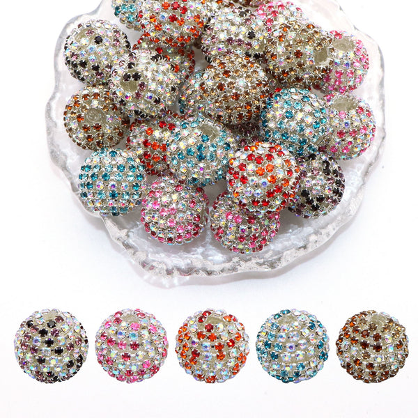 1Pc Faux Rhinestone Acrylic Beads Sparkling Round Shaped Loose Spacer Beads with Hole for Jewelry Making DIY Bracelet Necklace Chain Earrings Charm Bangle Decors Craft Supplies