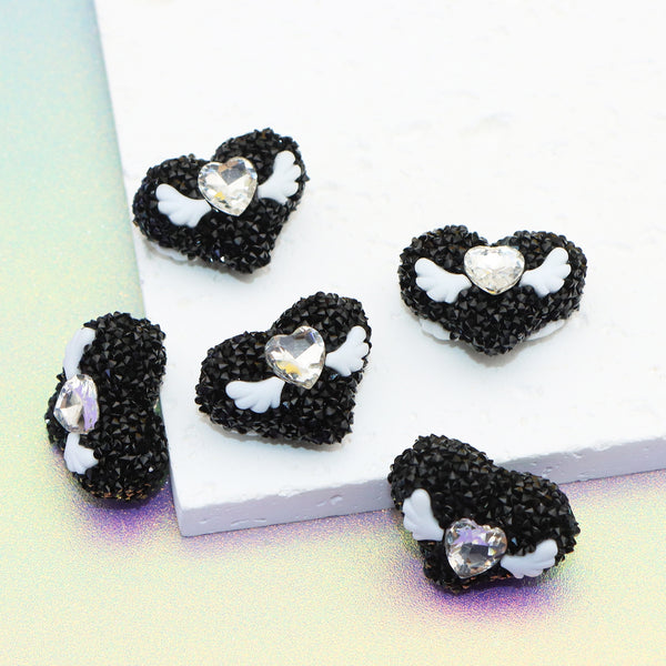 1pc Black Heart Shape Acrylic Beads with Holes for Making Jewelry DIY Bracelet Necklace Chain Earring Charm Bracelet Decoration Craft Supplies