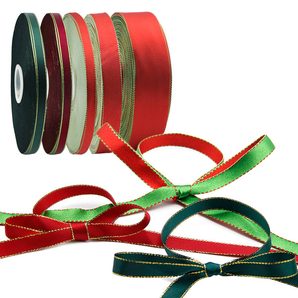 1 Roll, 5Yards/roll Christmas Double Sides Satin Ribbon For Wreaths Gift Wrapping Party Decoration DIY Hair Bows Crafts Headwear Hair Accessories Garment Decor