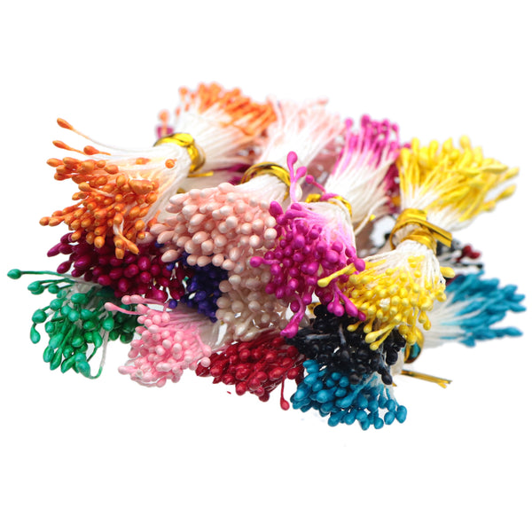 400pcs Assorted Colors Flower Stamen Set,1mm Dual-Ended Artificial Floral Stamens for DIY Card Making & Craft Decorations,Sewing, Wedding Decor & Crafts - Polyester Home Decor Supplies