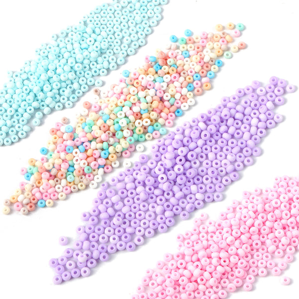 10g/pack 3mm Vibrant Colorful Miyuki Seed Beads Frosted Plain Solid Color Loose Spacer Acrylic Beads with Hole for Jewelry Making DIY Bracelet Necklace Chain Earrings Charm Bangle Decors Craft Accessorie