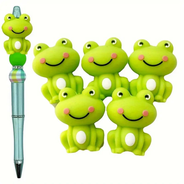 Silicone Frog Beads 1-Piece Set for DIY Jewelry Crafts, Pen/Necklace/Keychain Focal Beads, Handmade Crafting Bead Assortment for Jewelry Spacers