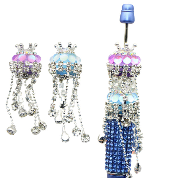 1Pc Luxury Crown Rhinestone Faux Crystal Beads with Tassel Cats Eye Stone Beads Loose Spacer Beads with Hole Jewelry Making DIY Bracelet Necklace Chain Earrings Pen Charm Bangle Decors Craft Supplies