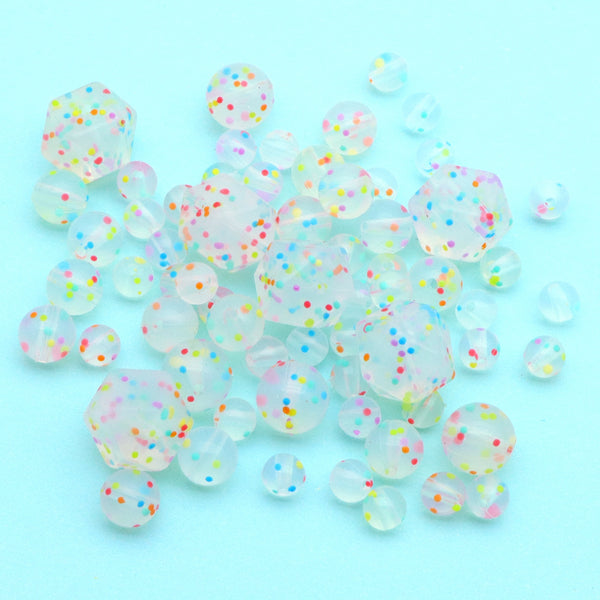 5Pcs Colorful Confetti Silicone Beads Transparent Glitter Assorted Rubber Beads For Jewelry Making DIY Key Bag Chain Lanyard Pen Decors Bracelet Craft Supplies