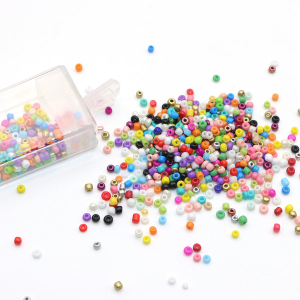 1000pcs/box 2mm Miyuki Seed Beads Mixed Colors Loose Spacer Glass Beads with Hole for Jewelry Making DIY Bracelet Necklace Chain Earrings Charm Bangle Decors Craft Accessories