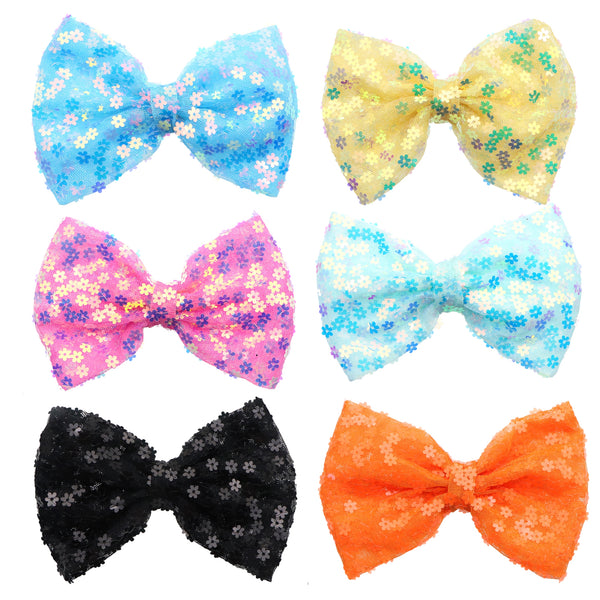 1pcs big Boutique Lace fabric Sequin flower Butterfly ( No Hairclip ) Bow Bling Hair Bows, Fashion Hair Accessories For Making Hair Set Barrette For Hair Rope Headband Center DIY Supplies