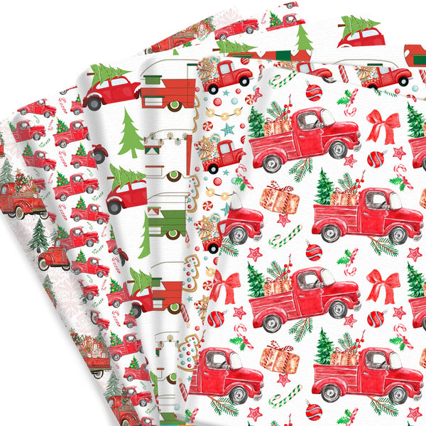 1pc Christmas Car Series Pattern Quilting Fabric- 57x19.68inch (145x50cm) Polyester Cotton Craft Fabrics DIY Handmade Projects Doll Clothes Fabric Precut For Patchwork Craft(108gsm)