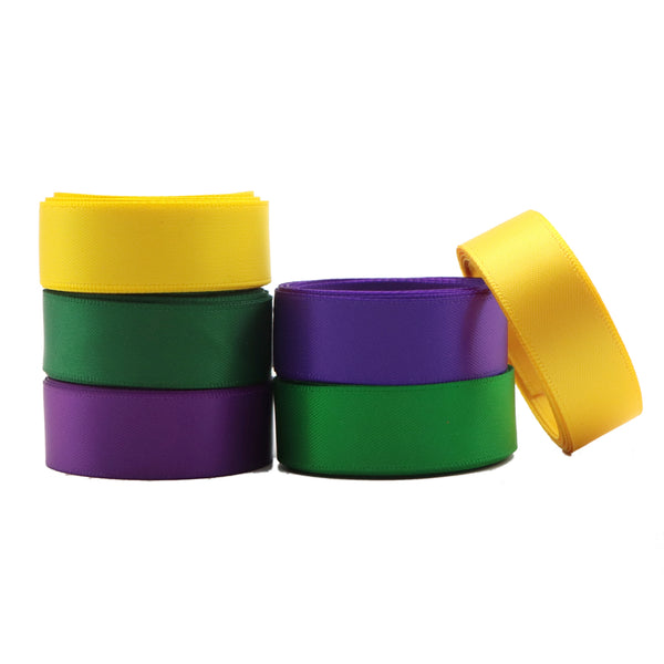 6 Rolls, 0.63Inch/16mm X 2 Yards/roll Purple Yelow Green Series Solid Color Satin Ribbon Set For Gift Wrapping Ribbon Holiday DIY Craft Ribbons For Home Party Decor