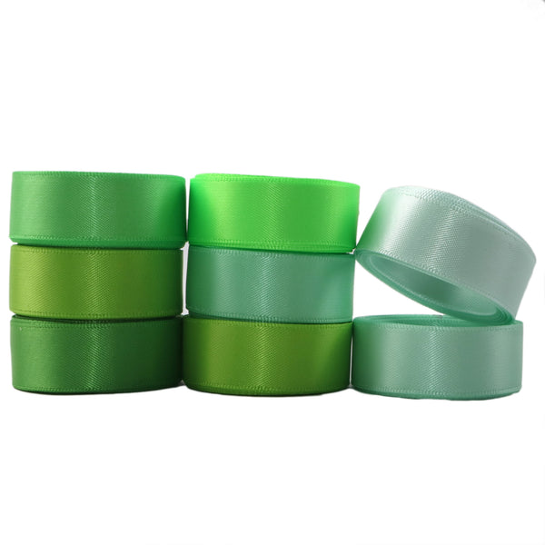 8 Rolls, 0.63Inch/16mm X 2 Yards/roll Green Series Solid Color Satin Ribbon Set For Gift Wrapping Ribbon Holiday DIY Craft Ribbons For Home Party Decor