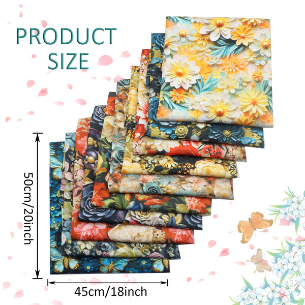 Imitation Vision 3D Style Flowers Pattern Waterproof Fabrics For Sewing Quilting Needlework Cloth Dress DIY Crafts Home Textile Patch Tissue