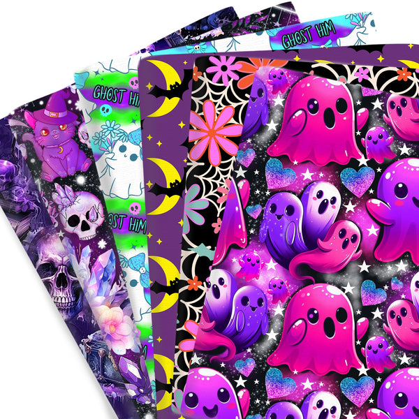 1pc Halloween Series Skeleton Ghost Moon Pattern Quilting Fabric-17.7x19.68inch(45x50cm) Polyester Cotton Craft Fabrics DIY Handmade Projects Doll Clothes Fabric Precut For Patchwork Craft(108gsm)