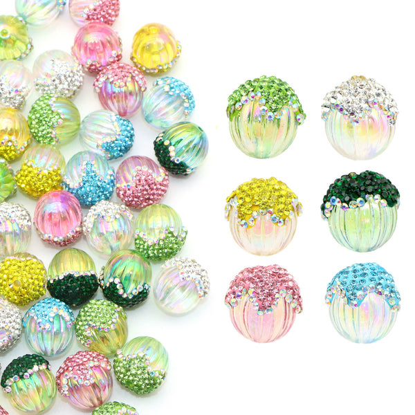 1Pc Rhinestone Faux Transparent Crystal Beads Pinecone Shaped Loose Spacer Beads with Hole for Jewelry Making DIY Costumes Accessories Bracelet Necklace Chain Earrings Charm Bangle Decors Craft Supplies