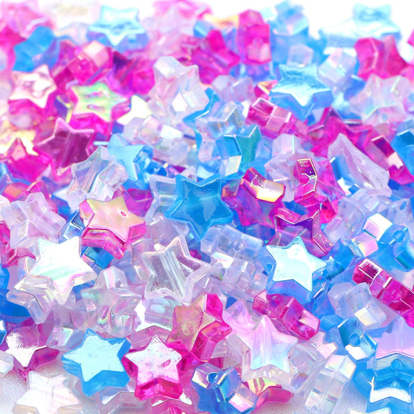 20g/park about 44pieces ,12mm, Hole: 2mmTransparent Acrylic Beads Mixed AB Color Star Beads Charms For DIY Necklace Earrings Bracelet Handicrafts Jewelry Making Supplies