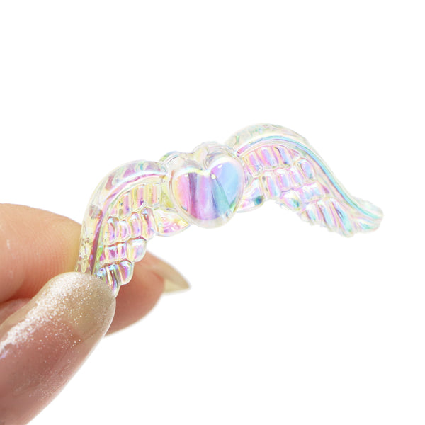 5pcs/pack Pearlescent  Iridescent ColorsTransparent Angel Wing Accessories,3d Resin beads Acrylic Colored Beads For DIY Bracelet Necklace Jewelry Making Material , diy bead pen Personal DIY Jewelry And Decorations