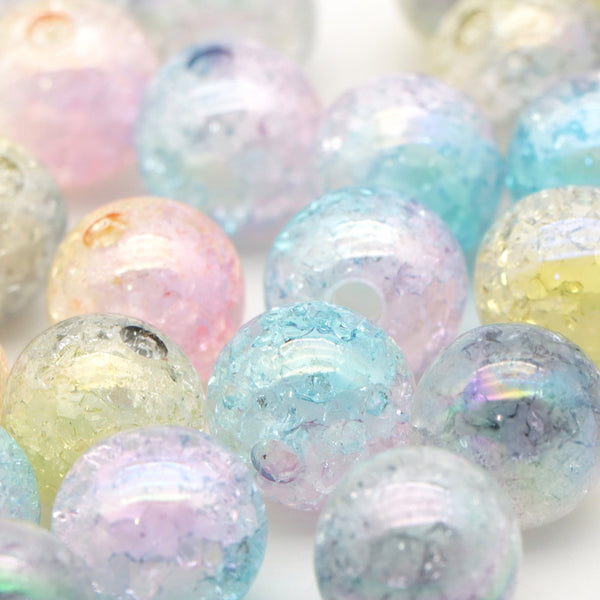 10pcs 15mm resin Explosion Beads  Gradient Colorful Crackle Loose Beads  Cracked Round Beads DIY Handmade Jewelry Bracelet Necklace Earrings Making