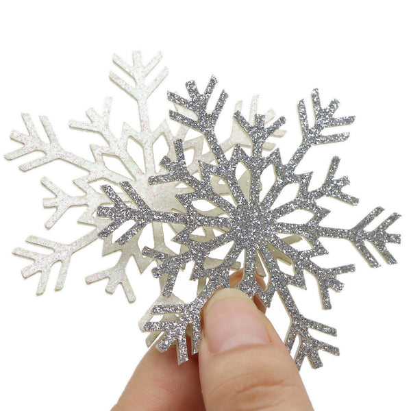 10Pcs Glittering Shiny Cloth DIY Christmas Snowflake Decorative Patches, for Cake Topper, Hairpin, Crafts, and Accessories Supplies