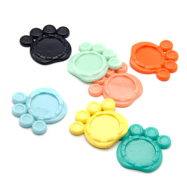 5PCS Dog Paw Footprint Resin Base Tray Cabochons - Perfect for DIY Crafts and Jewelry Making